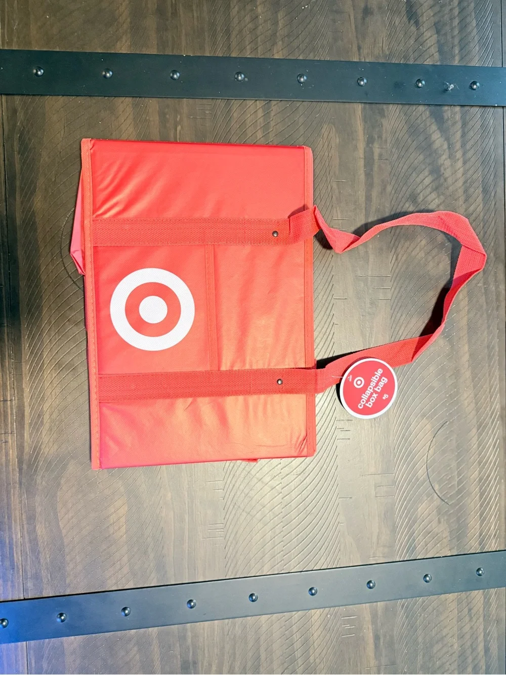 Target Bullseye Red Collapsible Box Bag Reusable Shopping Tote Storage Bin NEW